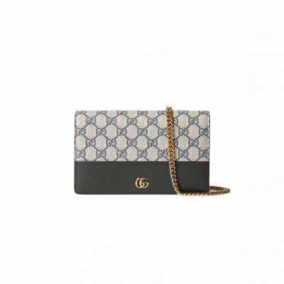 350 GUCCI GG MARMONT BI-COLOR WALLET ON CHAIN 497985-1 (20*12.5*4cm)